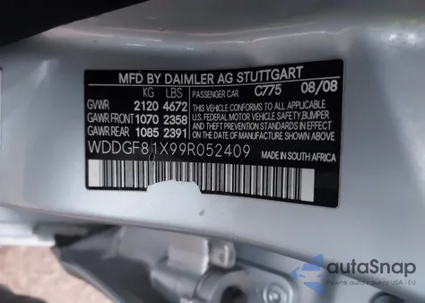 2009 Mercedes-Benz C 300 Sport 4Matic из США, поврежденный, VIN WDDGF81X99R052409